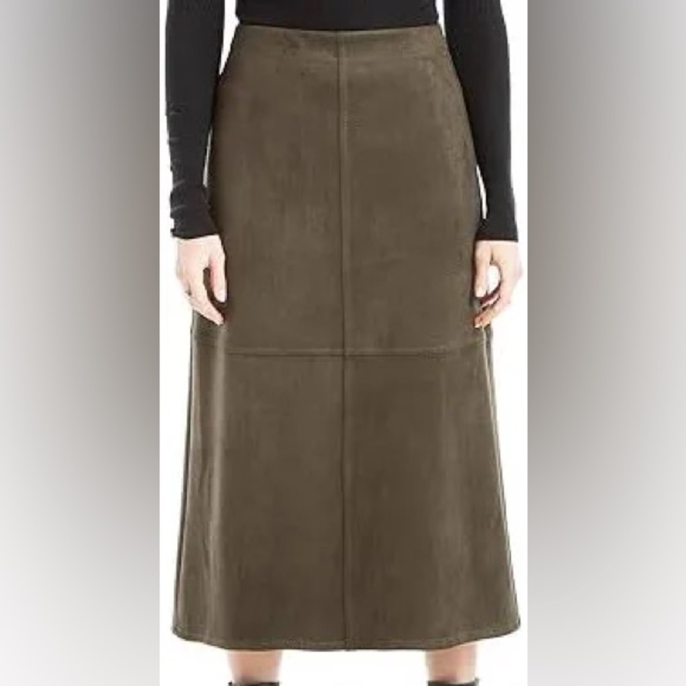 Faux Suede Midi Skirt